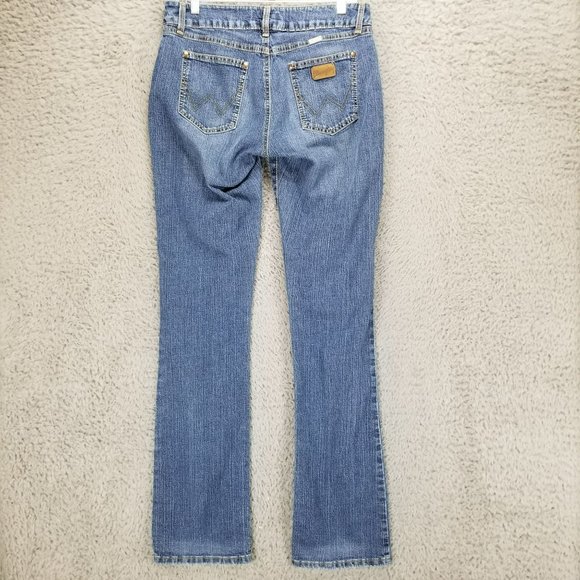 Wrangler Jeans Womens 9 Tall Premium Patch Medium Wash Stretch Low Rise Bootcut - Picture 1 of 15